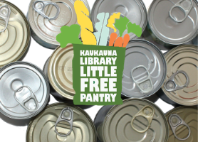 Little Free Pantry Logo over cans